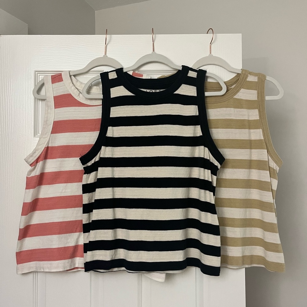 LOFT Set of 3 Striped Tops